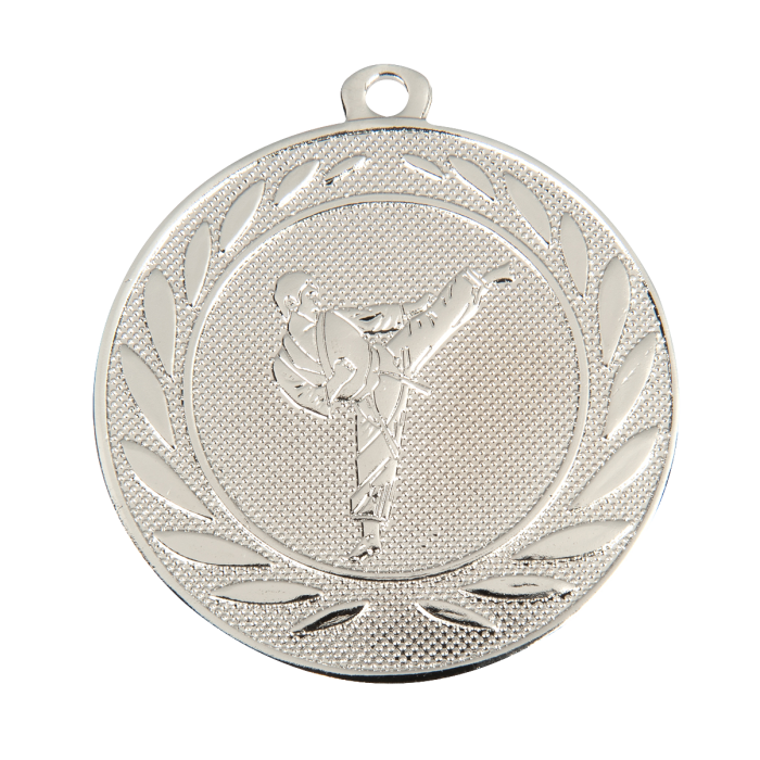 SILVER MARTIAL ARTS 50MM MEDAL 